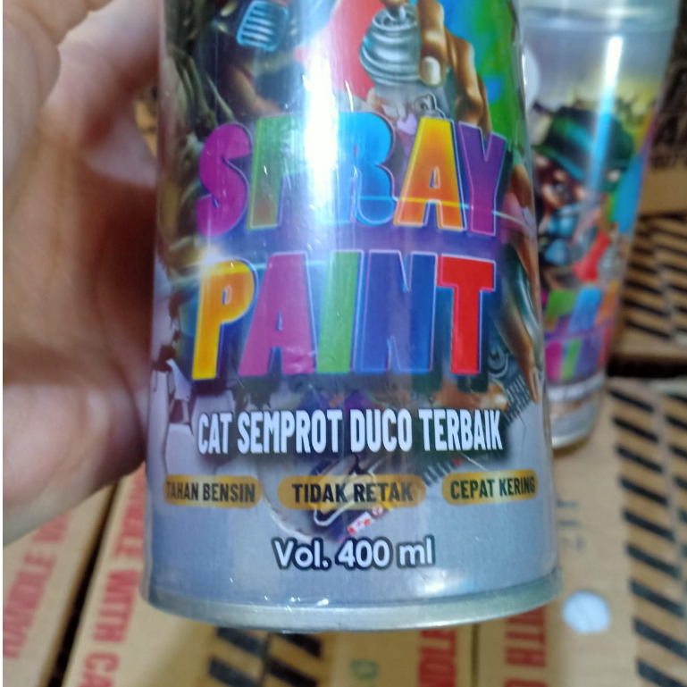 New SASIN Spray Paint Cat Semprot Duco Terbaik 400 ml Pilok Warna Putih, Clear, Hitam, Silver, Hitam Doff, Merah, Kuning, Hijau, Biru, Candy Tone, Hi-temp 400cc-BESAR