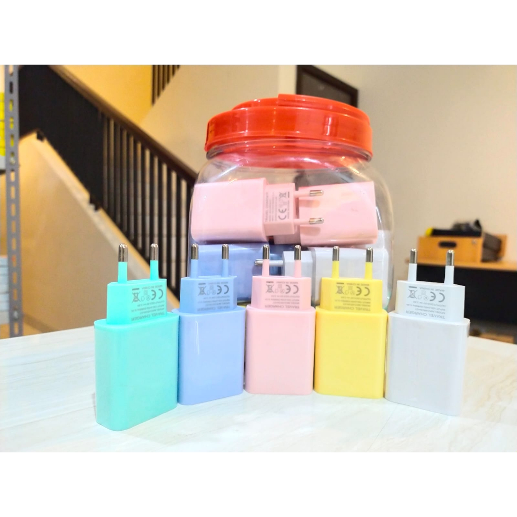 Adaptor Toples Macaron Warna Satu  Toples Isi 30 pcs Dengan 5 Warna Murah dan Berkualitas