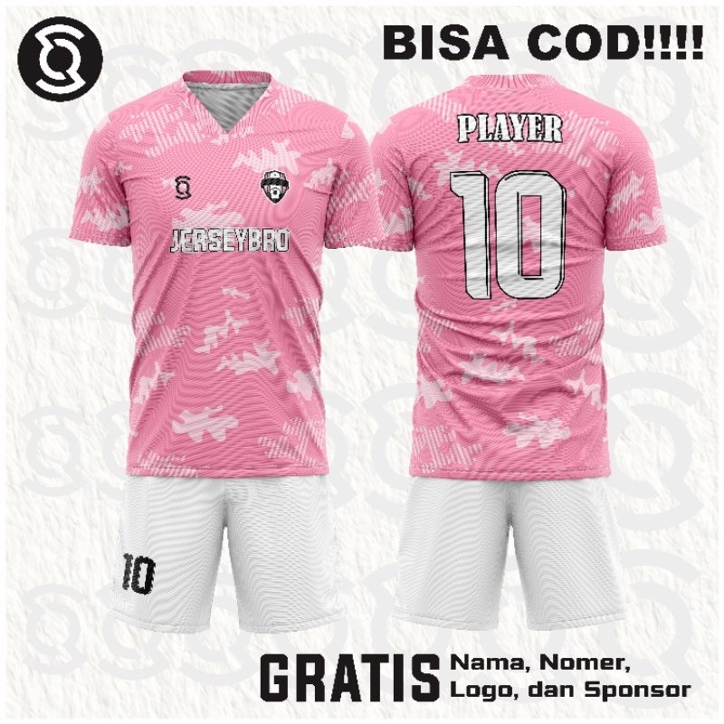 Jersey Futsal Custom Nama Satuan Warna Pink