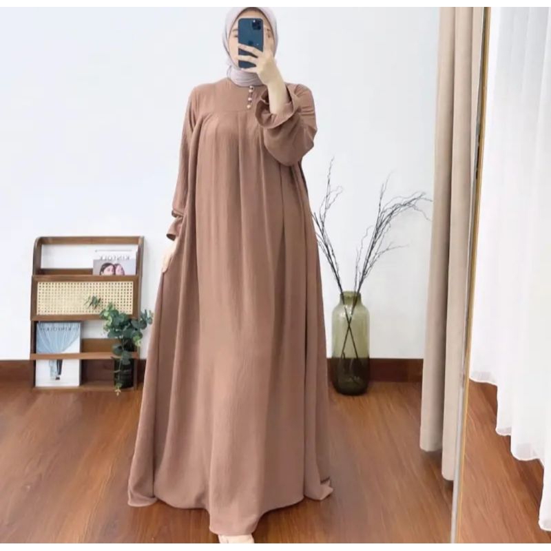 Gamis crinkle airflow midi dress muslimah