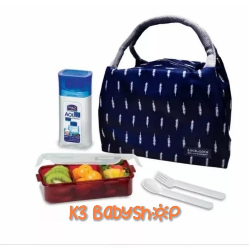 Lock n Lock Lunch Box Set with insulated bag set kotak bekal makan anak lock&amp;lock anti tumpah original lock amd lock