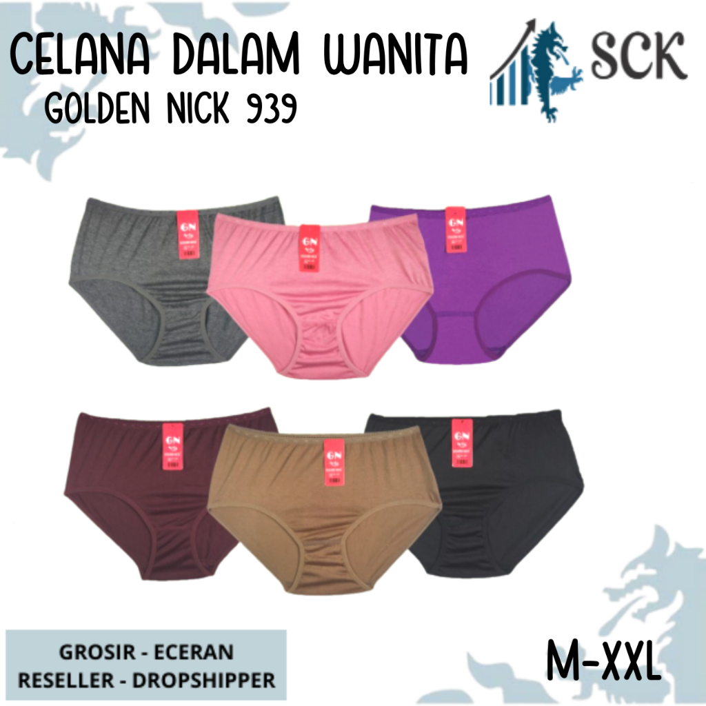 [ISI 1]  Celana Dalam Cewek GOLDEN NICK 939 / CD Warna Gelap Maxi / Pakaian Dalam Wanita - sckmenwear GROSIR