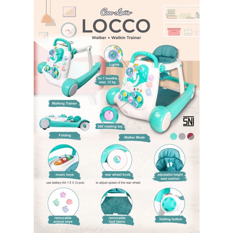 Cocolatte Locco 2in1 Baby Walker &amp; Training Walker Cocolatte Babywalker Lipat