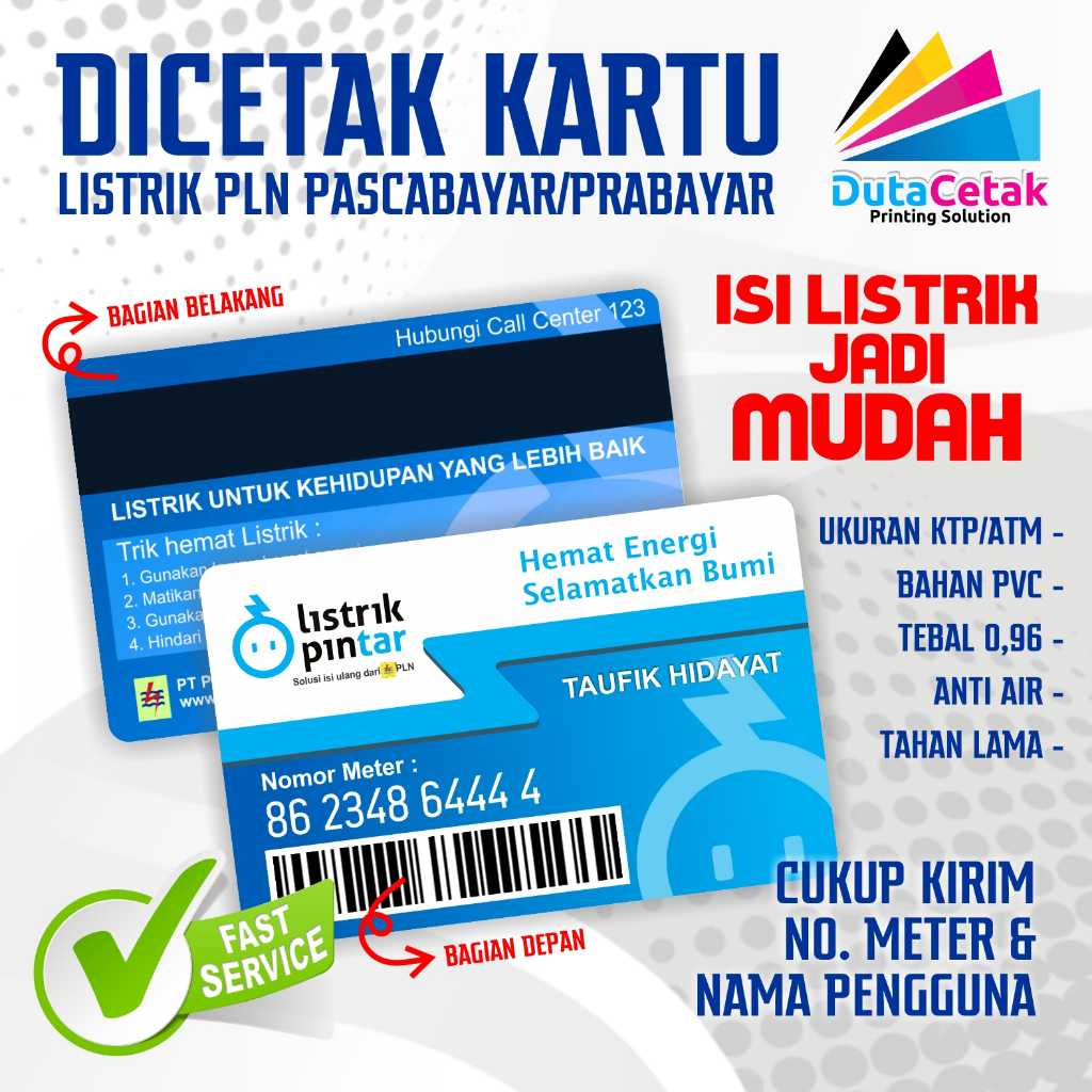 

Dicetak bahan PVC agar lebih awet dan anti air dan mempermudah pengisian