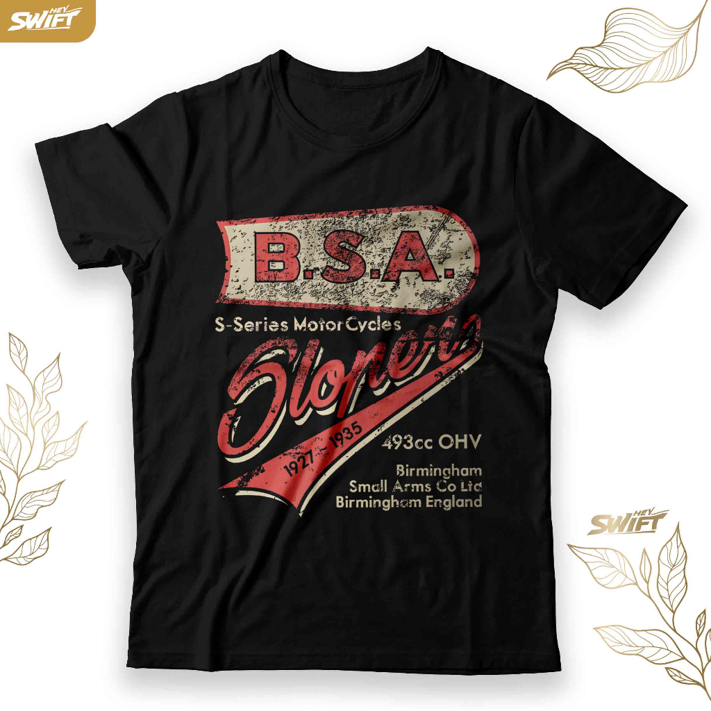 KAOS BSA Slopper Distressed Vintage Motorcycle Design Retro TSHIRT BAJU DISTRO