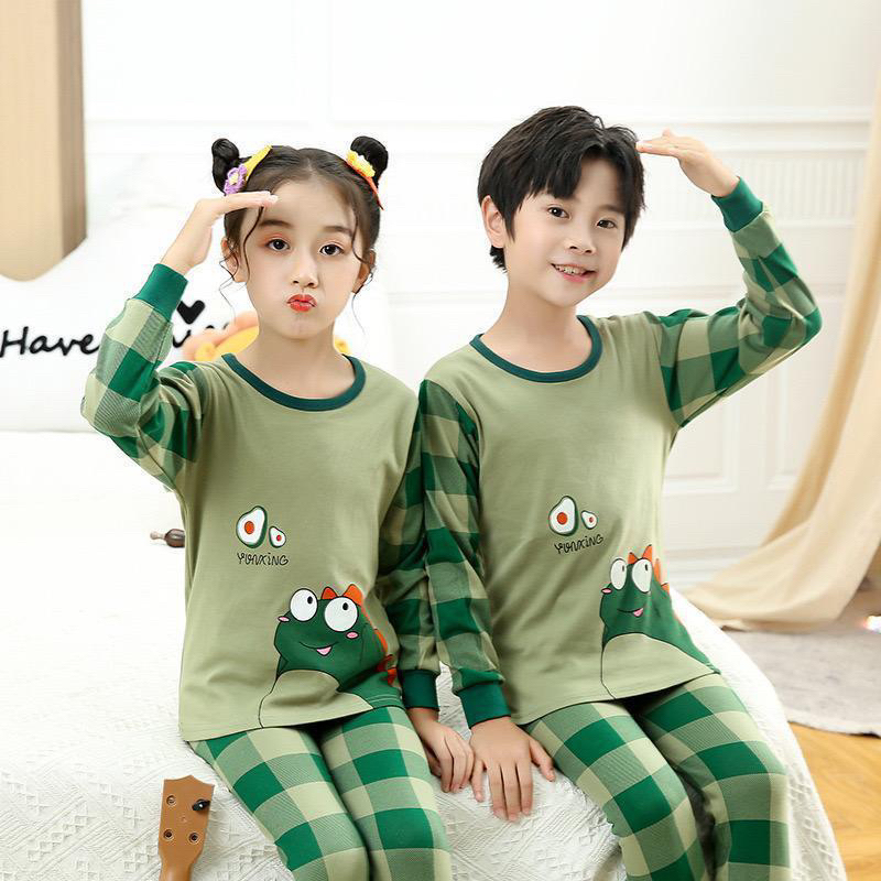 ALPUKAT DINO// BAJU TIDUR ANAK-ANAK LENGAN PANJANG UNTUK 1-10TAHUN/SETELAN ANAK BAHAN KAOS