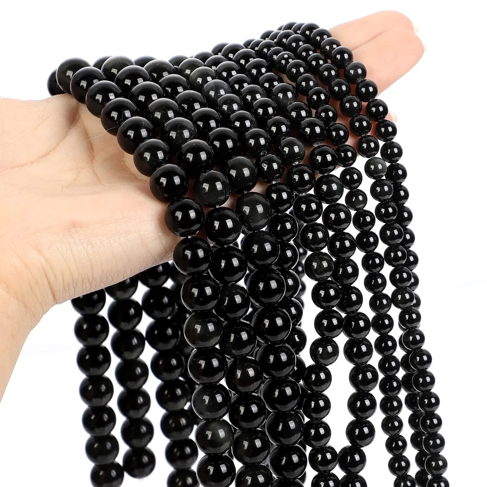 Manik Batu Black Onyx Doff 4mm 6mm 8mm 10mm 12mm Untuk Bahan Gelang