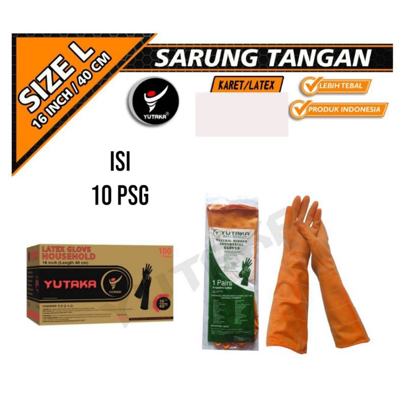 Sarung Tangan Karet 16 Inch isi 10 psg/cuci piring Sarung Tangan Karet 16 Inch isi 10 psg/ murah Sarung Tangan Karet 16 Inch isi 10 psg