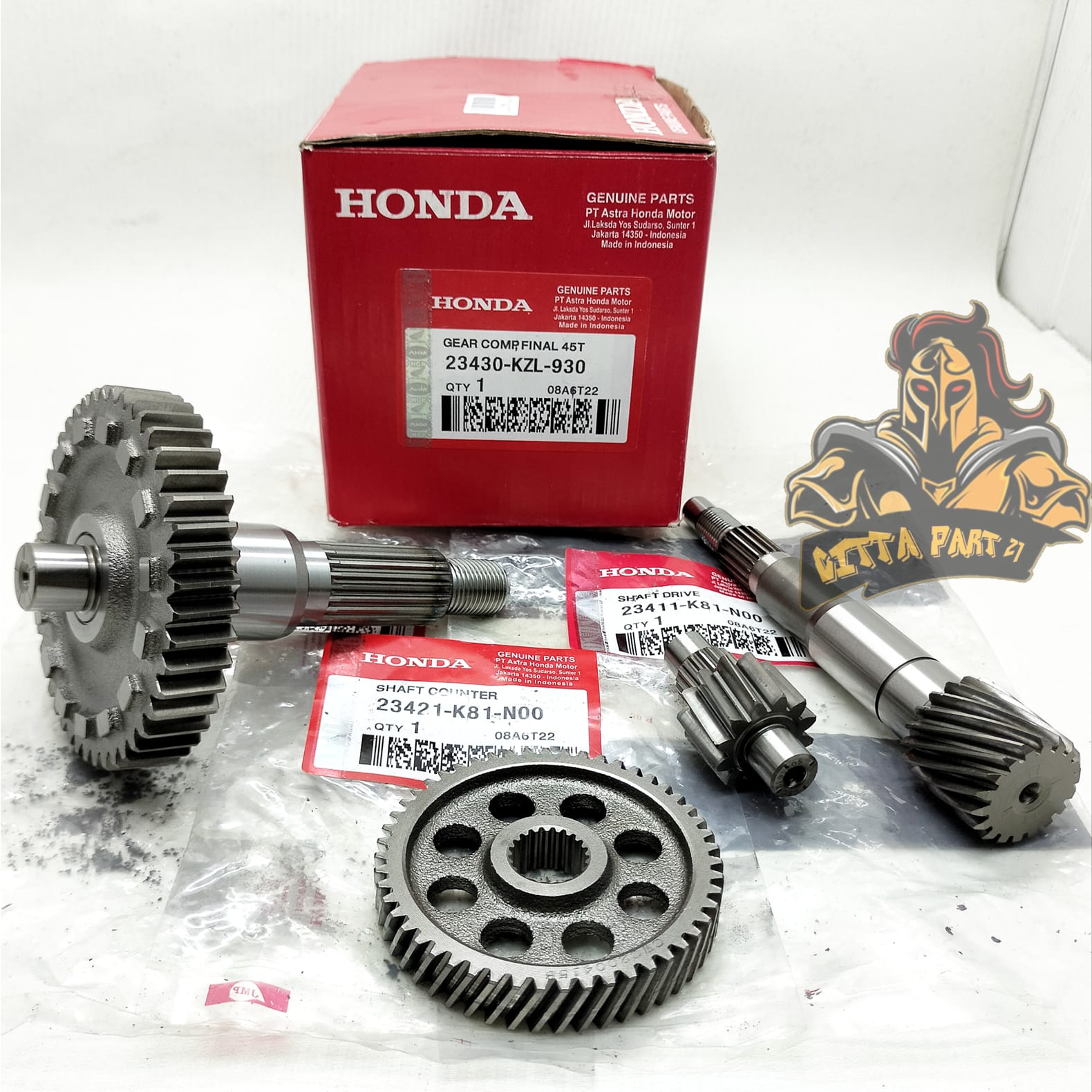 GIGI GEAR RASIO SET KOMPLIT 4 MACAM ASLI ORIGINAL HONDA KUALITAS ASLI ORIGINAL HONDA AHM PRESISI DAN DIJAMIN AWET BEAT FI STATER KASAR DAN HALUS BEAT ESP BEAT POP SCOOPY FI SCOOPY ESP SPACY FI VARIO 110 FI AS PULLY PULY