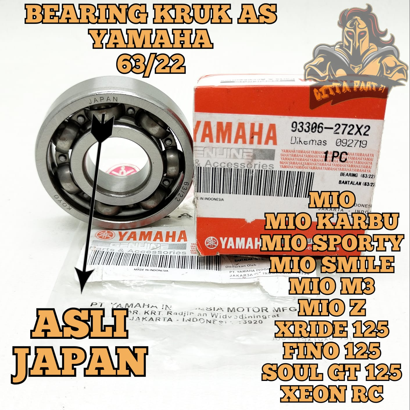 KELAHAR BEARING KRUK AS ASLI ORIGINAL YAMAHA 6322 KUALITAS ASLI ORIGINAL YAMAHA YGP PRESISI DAN DIJAMIN AWET MIO LAMA MIO KARBU MIIO SPORTY MIO SMIILE MIIO M3 MIO Z XRIDE 125 X RIDE FINO 125 SOUL GT 125 XEON RC LAHER 63/22