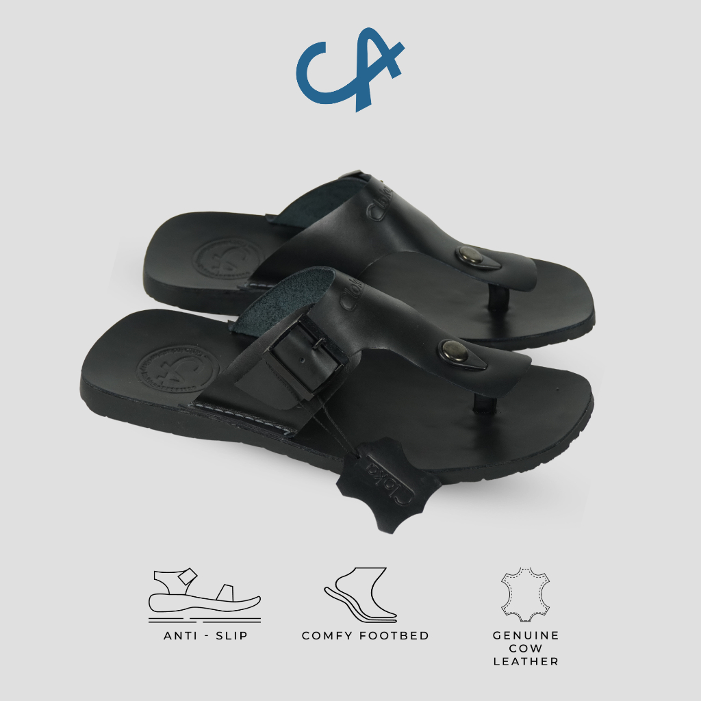 Sandal Pria Jepit Kulit Asli Casual Santai Sendal Cowok Leather Cow Full Flipflops - Cloka Haller