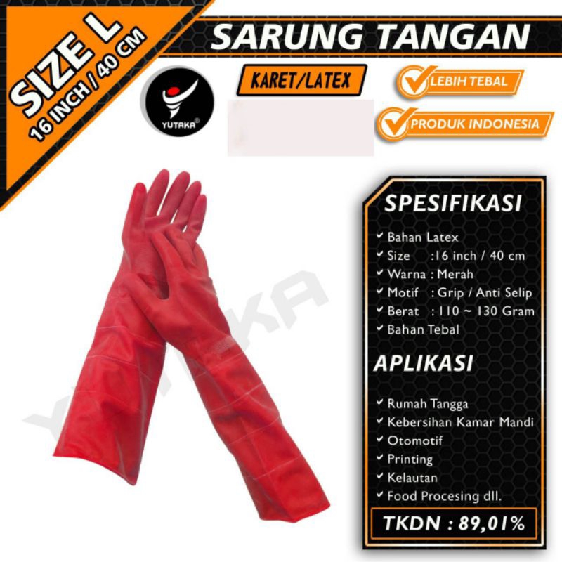 SARUNG TANGAN KARET 16 INCH warna merah