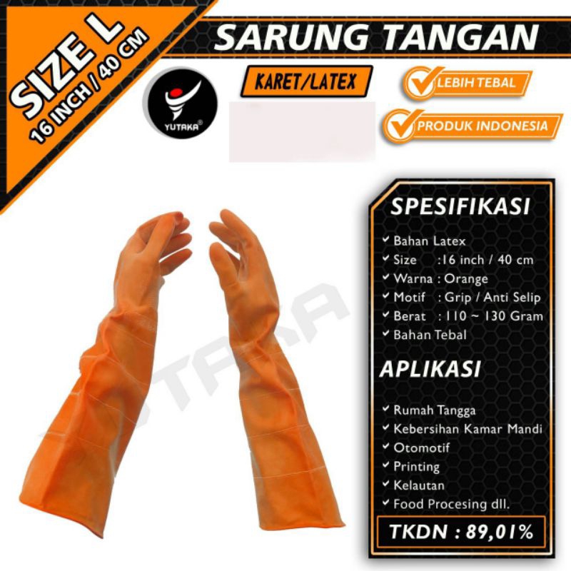 SARUNG TANGAN KARET 16 INCH warna orange