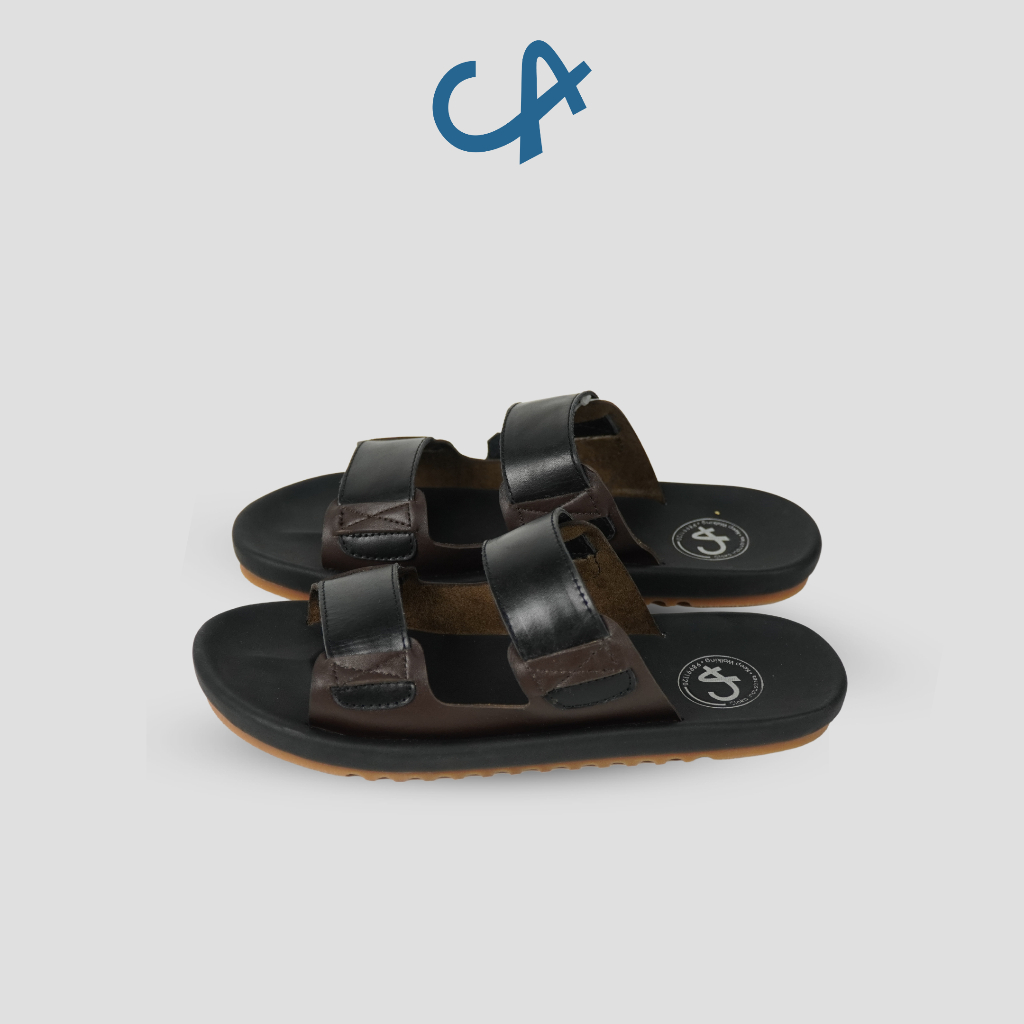 Sandal Pria Slide Santai Distro Sendal Slop Kulit Slipper Slip On for Men - Cloka Vettel