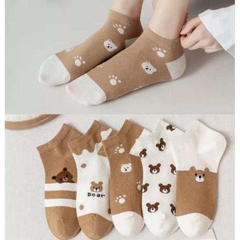 Kaos Kaki Cewek Bear Brown Fashion Kaos Kaki Wanita Pendek Semata Kaki Socks Korean Style Kaos Kaki Murah Bagus Koas Kaki Putih