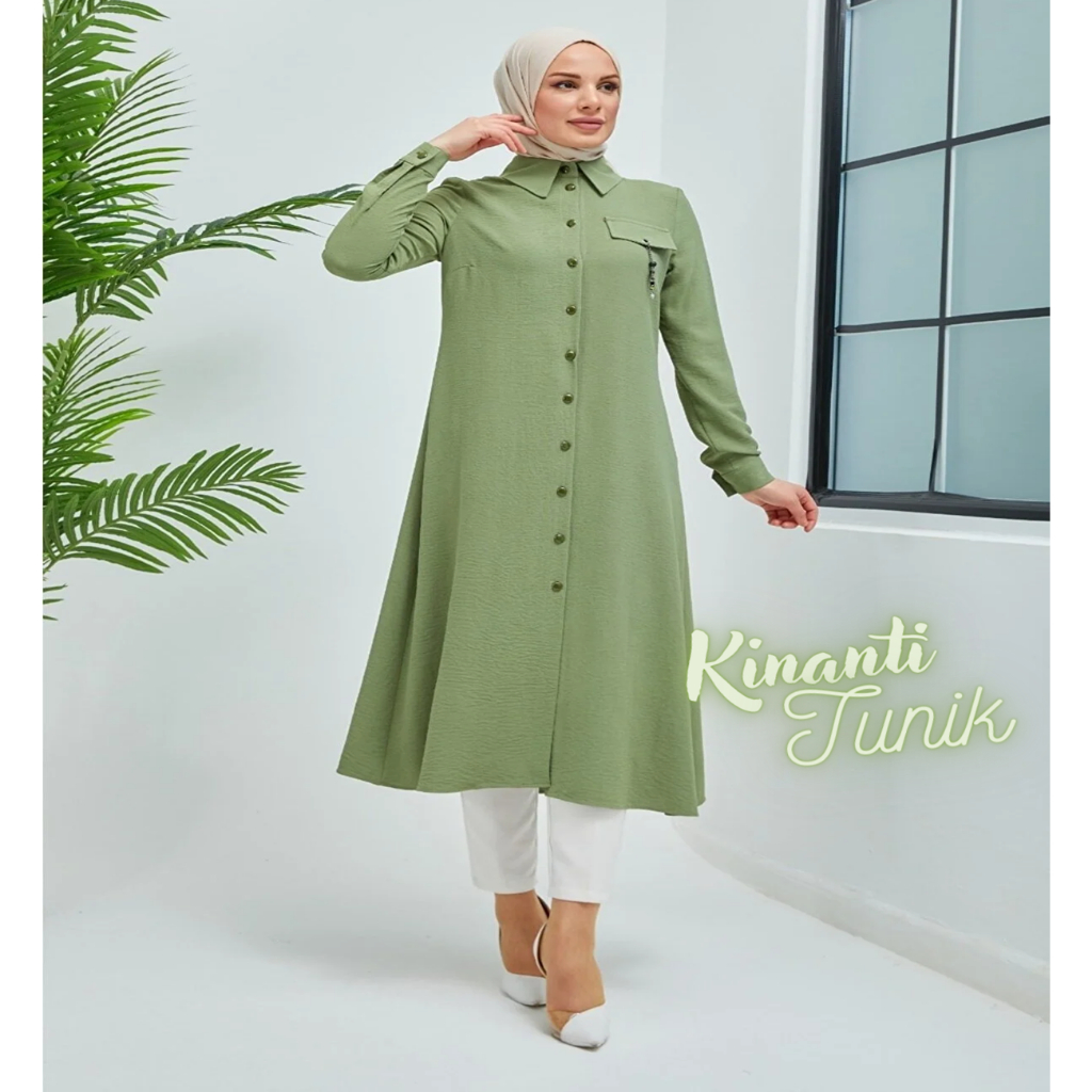 Kemeja Tunik Polos Elagant / Baju Atasan Polos Wanita Terbaru Kekinian Trend 2023 Long Tunik