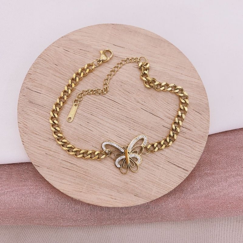 Gelang Titanium asli Premium Quality Anti karat anti alergi  Stainless steel ori branded band rantai tebal kilau Gk01