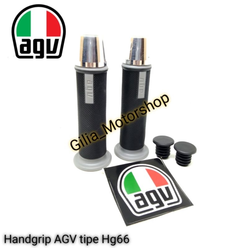 Handgrip Grip Bulu Agv tipe HG66 Model RCB plus Jalu Chrome Motorcycle Universal