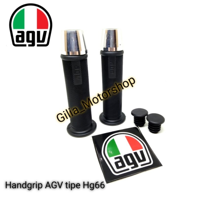 Handgrip Grip Bulu Agv tipe HG66 Model RCB plus Jalu Chrome Motorcycle Universal