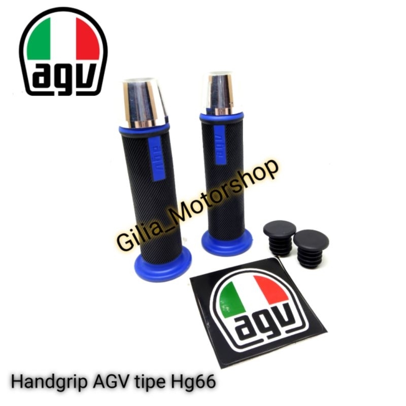 Handgrip Grip Bulu Agv tipe HG66 Model RCB plus Jalu Chrome Motorcycle Universal