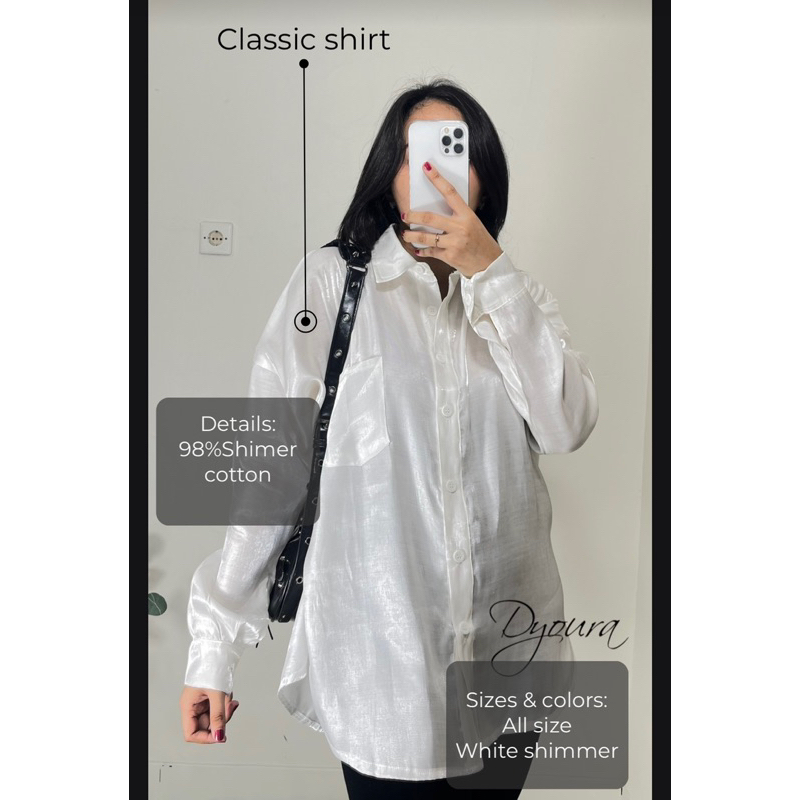 Shimmer shirt/ kemeja wanita/ kemeja satin lengan panjang