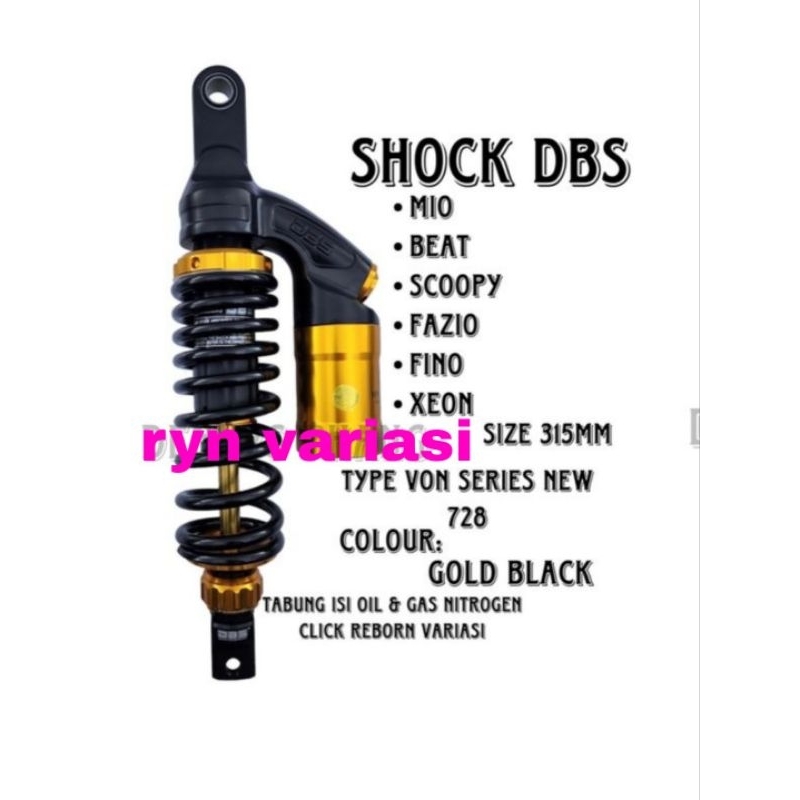 shok shock breaker DBS VON tabung atas mdel KTC/RCB V-series BLACK-GOLD uk 330mm 310mm pnp vario 110