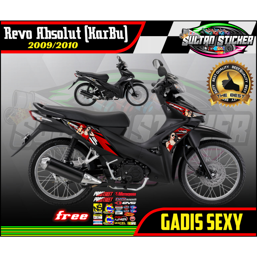 Stiker Variasi Streaping Decal list Motor Honda REVO Absolute/Karbu (2009/2010) Gadis Sexy
