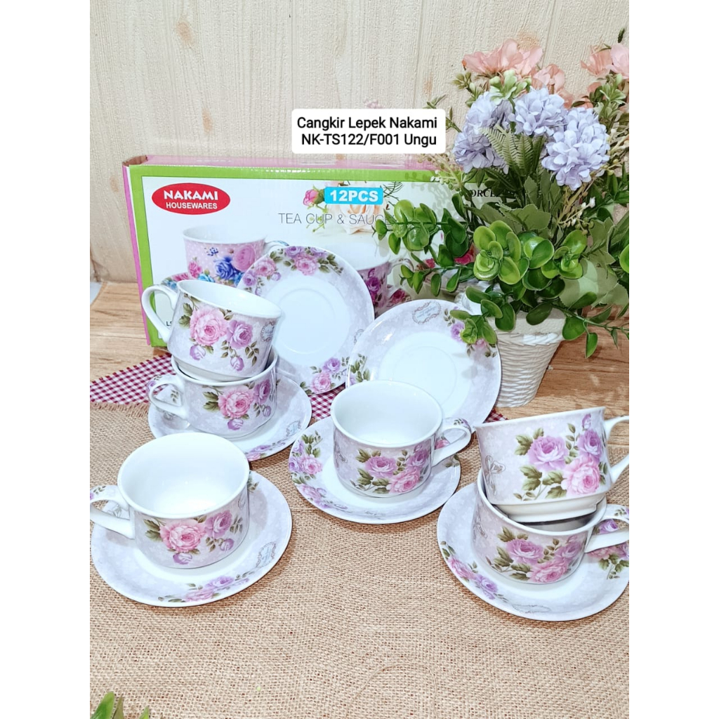 Cangkir Lepek / Tea Set Keramik Nakami NK-TS122 Motif Bunga