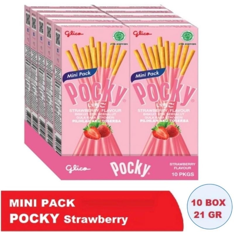 Glico Pocky Strawberry Chocolate Mini box 10x22gr