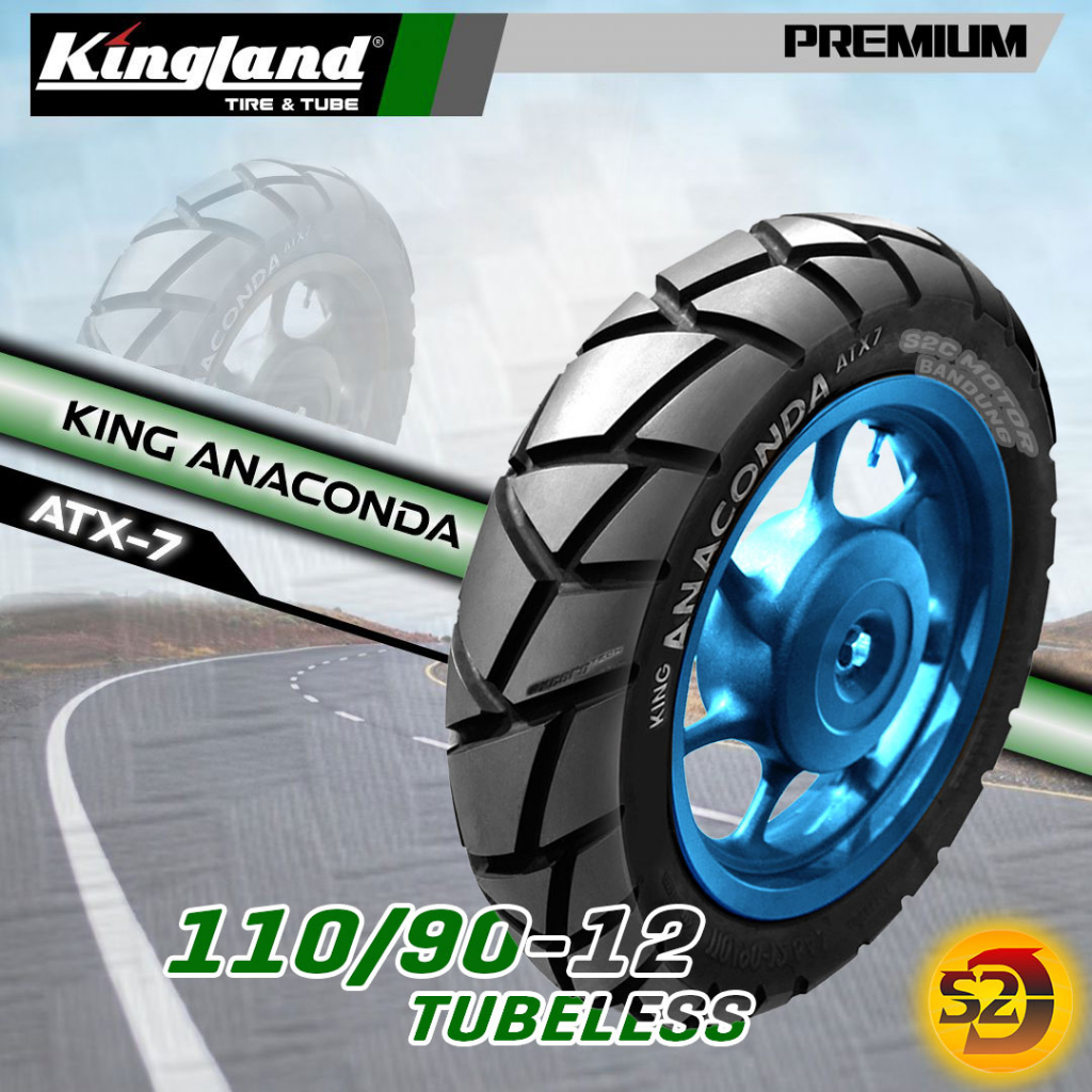 BAN LUAR SCOOPY GENIO FREEGO KINGLAND ANACONDA ATX-7 110/90-12 TUBELESS 100% ORIGINAL