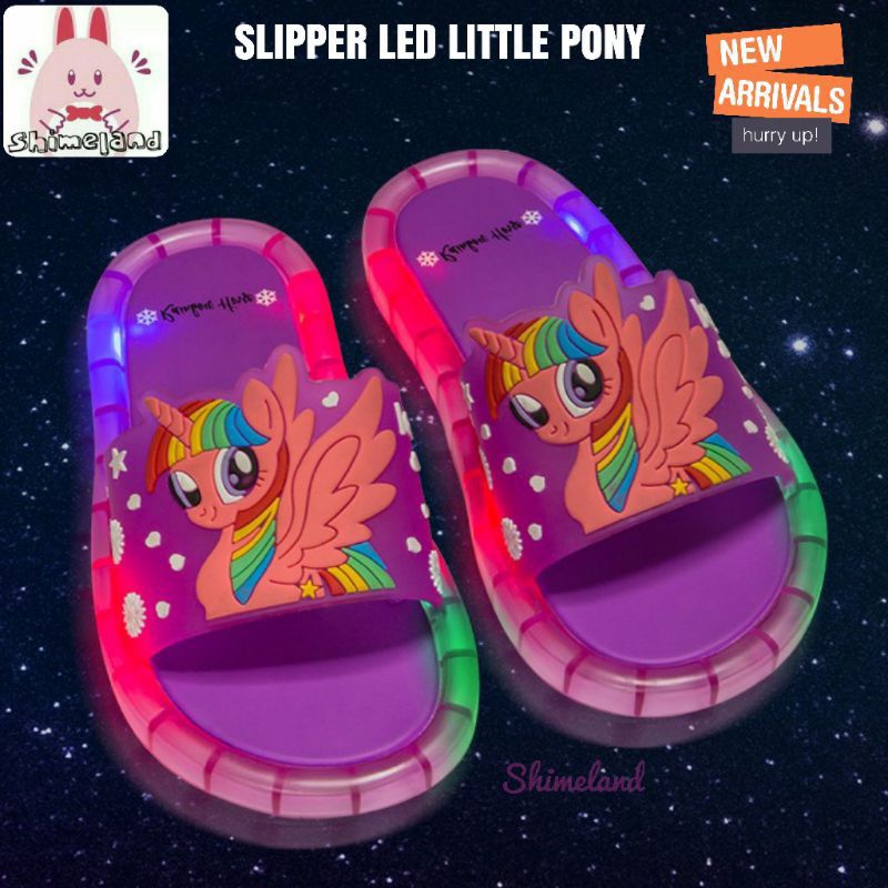 Sandal Anak Perempuan Led Unicorn Lampu Waterproof Slipper
