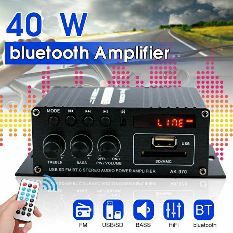 LEORY Penguat Daya Audio Bluetooth Car Power Amplifier 12V 40W - AK370
