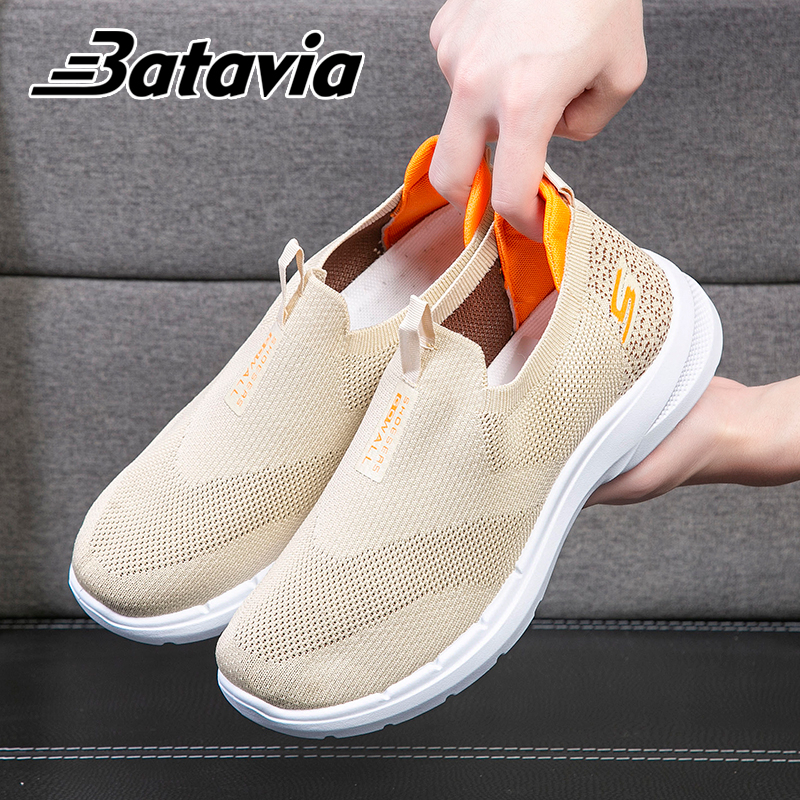 Batavia 2023 GROSIR sepatu kanvas wanita rajut sepatu wanita  sepatu tanpa tali hitam Sepatu Wanita Sport Women Sneakers khaki sepatu cowo sepatu pria sepatu pria ringan B25