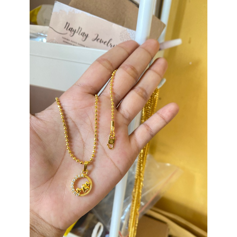 Kalung merica bulat permata terbaru lapis emas 24k