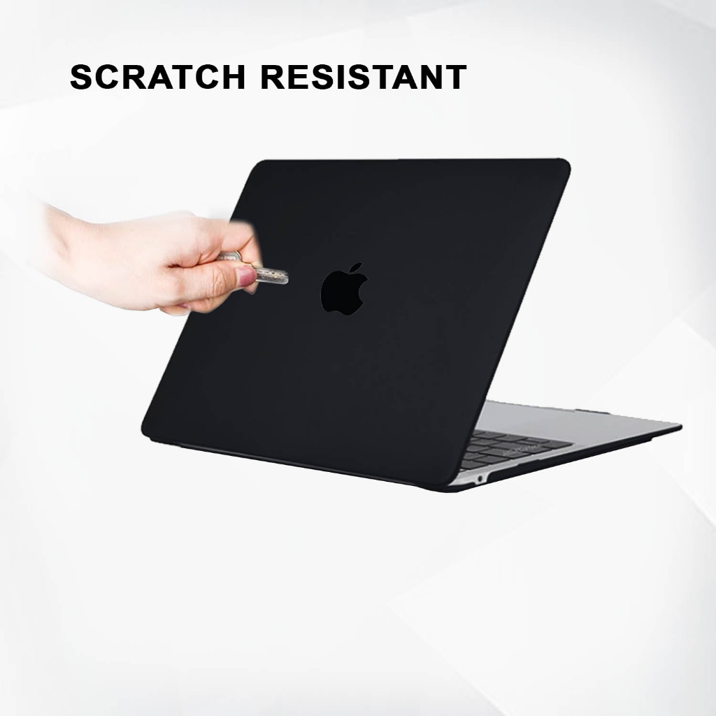 Case Casing Protective Aksesoris Pelindung Laptop Macbook Air Pro 13 Inch M1 M2 2017 2018 2019 2020 2021 A1932 A2179 A2337 A1706 A1708 A1989 A2159 A2251 A2289 A2338 A2681 Motif Polos Warna Hitam Black Premium Hardcase Hard Case Matte Logo Lubang Tampak