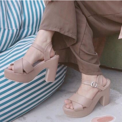 heels 5cm Kekinian lancip Bigsize hak tahu slop elegan Z5A5 bisa cod wanita korea premium hak tahu h