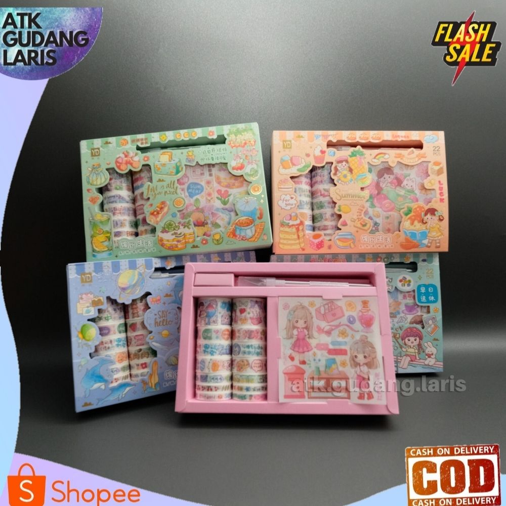 PAKET STIKER YD-SZKD STICKER LENGKAP WASHITAPE SOLATIP STIKER LUCU UNIK DECORATION JURNAL DIARY JOUR