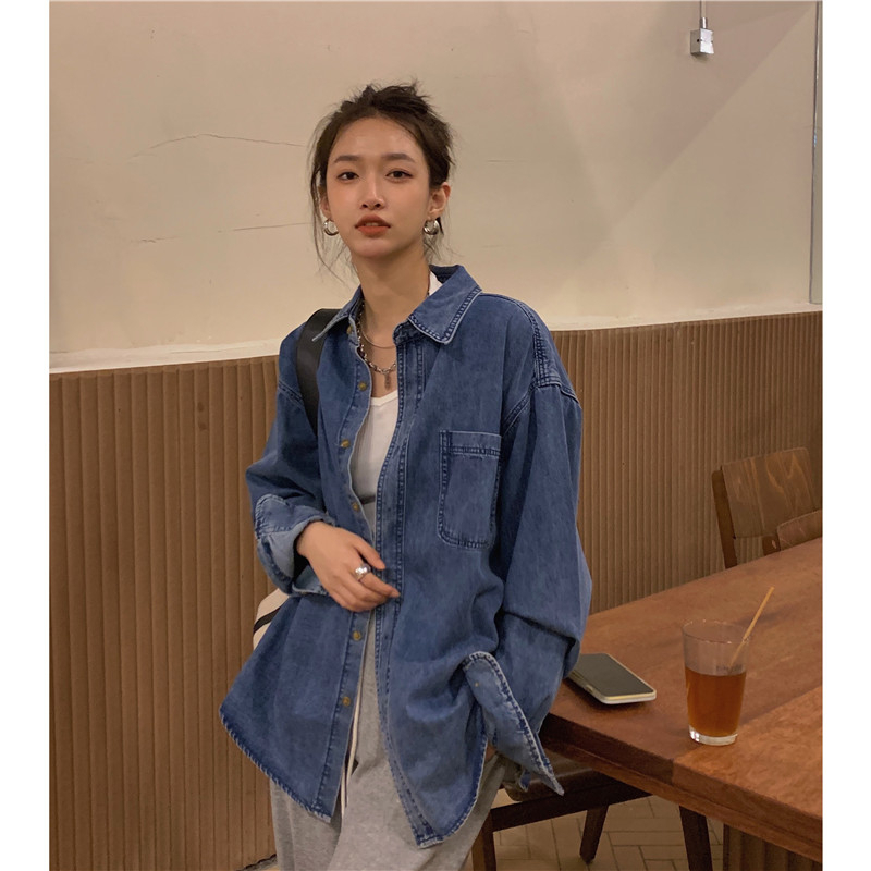 jaket jeans wanita kekinian/korean style lengan panjang import outer jaket terbaru jaket denim oversize