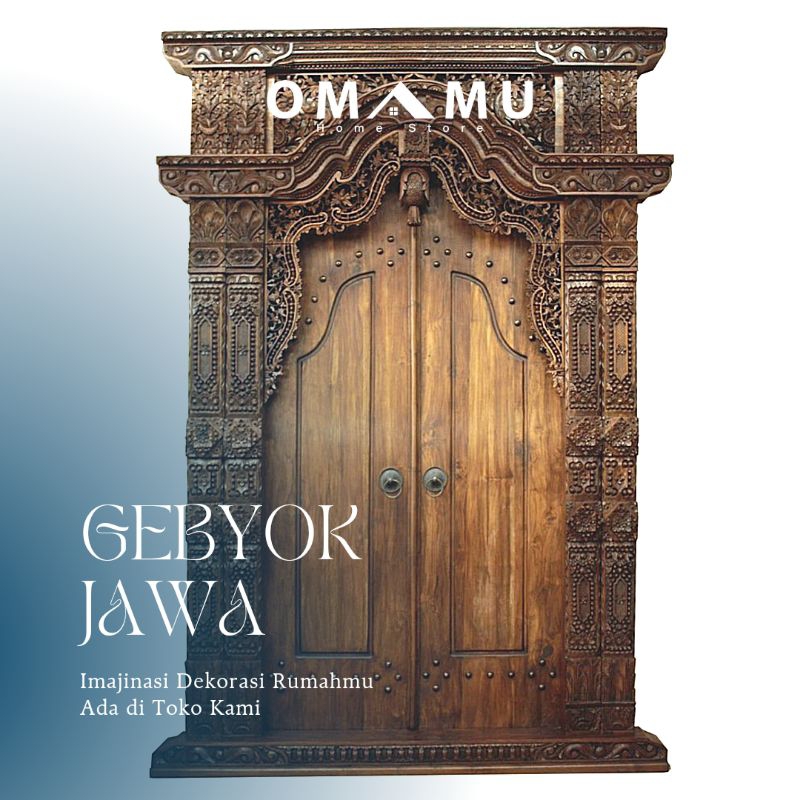Gapura Gebyok Minimalis Jati Ukir Ukuran 180 cm, Mentah
