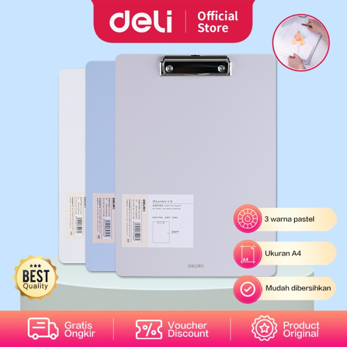 FYGALERY DELI041 Deli Clipboard / Papan Jalan A4 Warna Pastel PP Foam 3 Warna