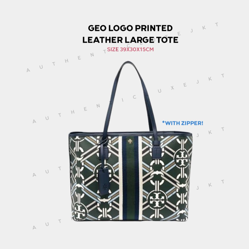 [READY] TB GEO LOGO PRINTED LEATHER LARGE TOTE