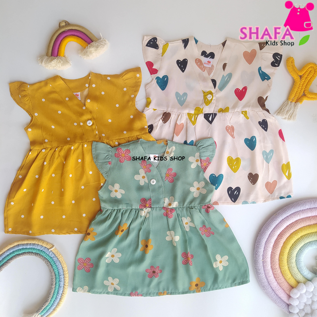 SHAFA KIDS SHOP / BAJU BAYI NEWBORN USIA 0 18 BULAN / DRESS BAYI PEREMPUAN TERLARIS TERMURAH / RAYON VISCOSE PREMIUM