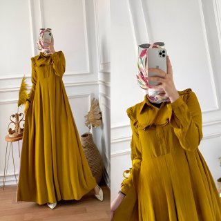 Gamis Mola Maxi Dress Kain Crinkle Airflow Busui