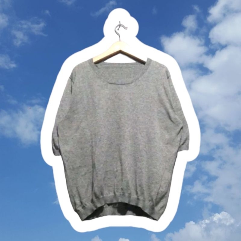 CEK DESKRIPSI | Kaos Rajut Abu tua oversize |