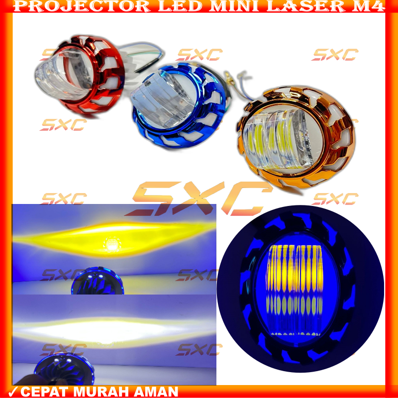 ORIGINAL LAMPU LED LASER M4 LASER  PROJIE LED 2 WARNA LAMPU UTAMA MOTOR H6 H4 LAMPU PROJECTOR LED SX