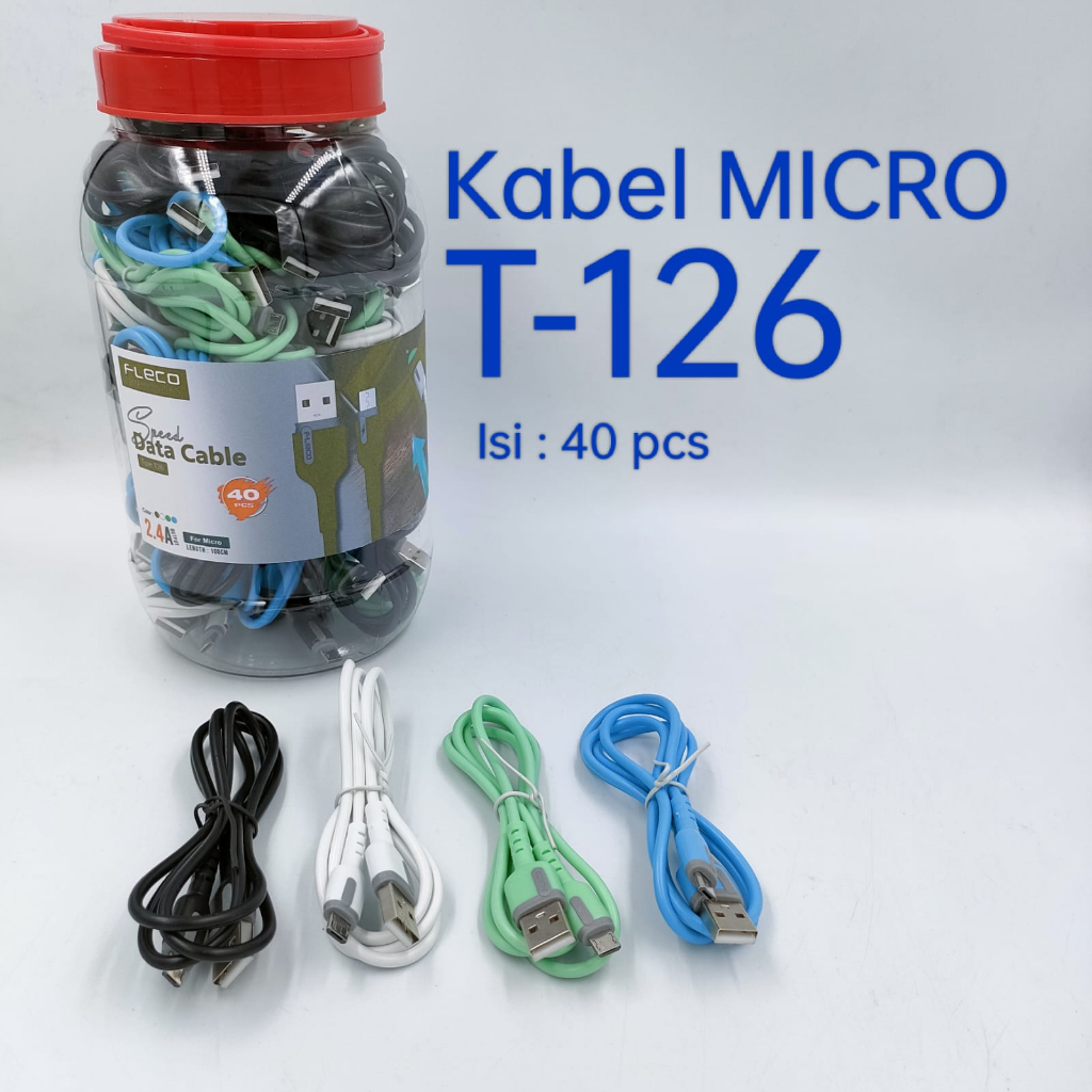 TOPLES KABEL FAST CHARGING MICRO KABEL DATA BULAT TERBAIK MURAH ISI 40 PCS MICRO T-126 FLECO