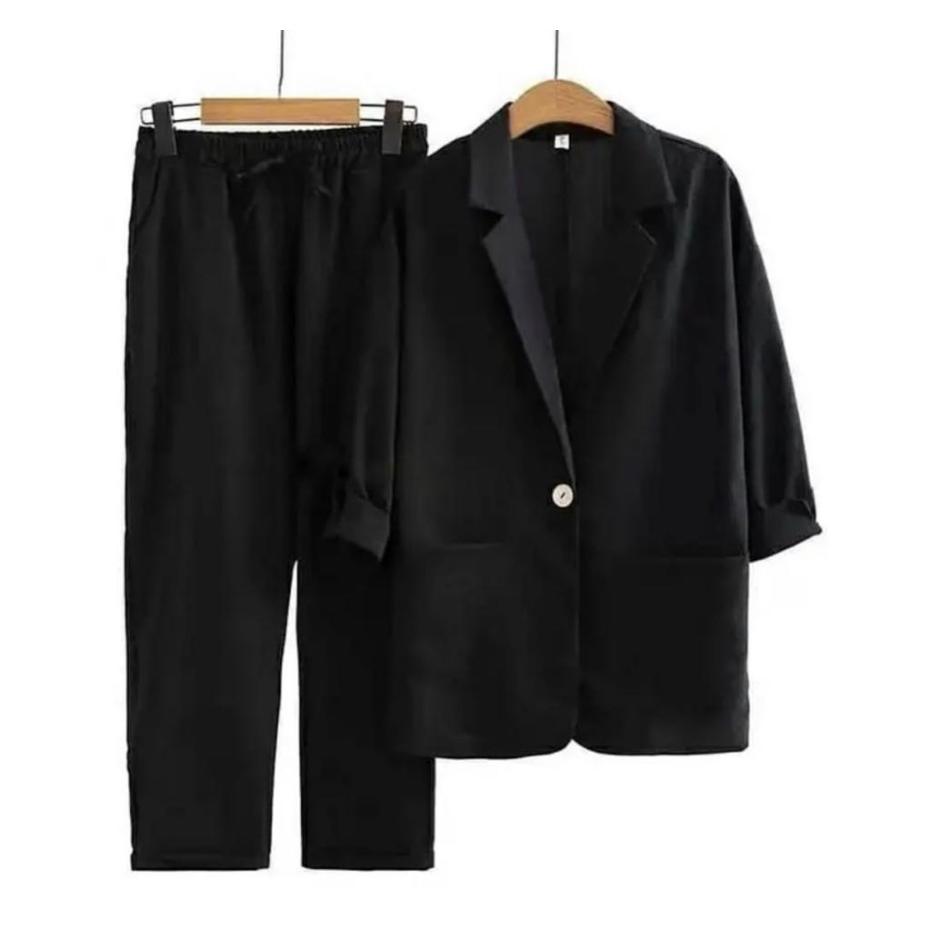 Setelan Blazer Wanita - Rami Set 2in1 - One set Terbaru - Setelan Wanita Kekinian - Outfit Korean Style - Setelan Crinkle Airflow