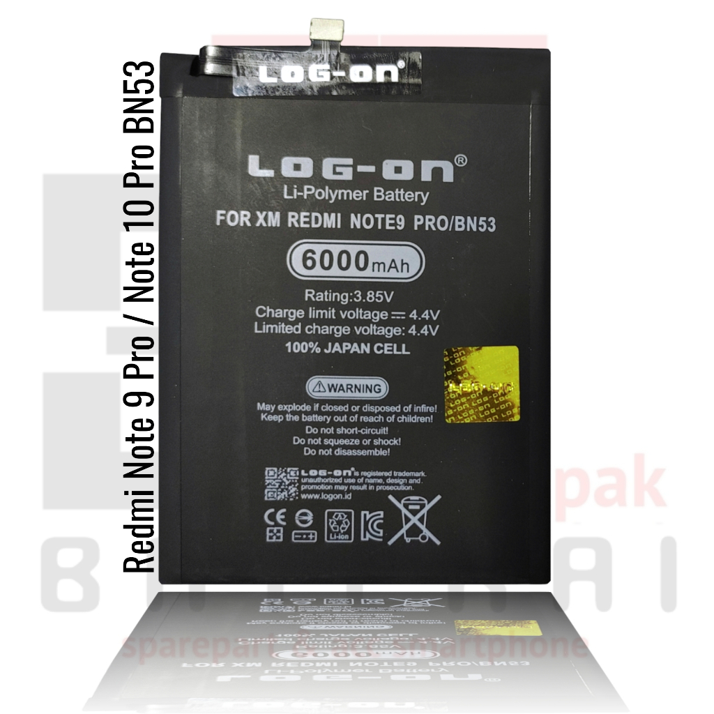 Log on - BN53 Redmi Note 9 PRO / Redmi Note 10 Pro Double IC Battery Baterai Batre