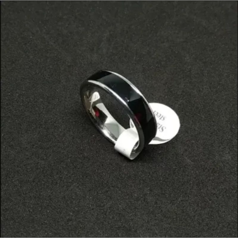 Cincin Titanium steainless steel Hitam List Silver/Cincin Pria Wanita Keren Titanium Murah Quality I