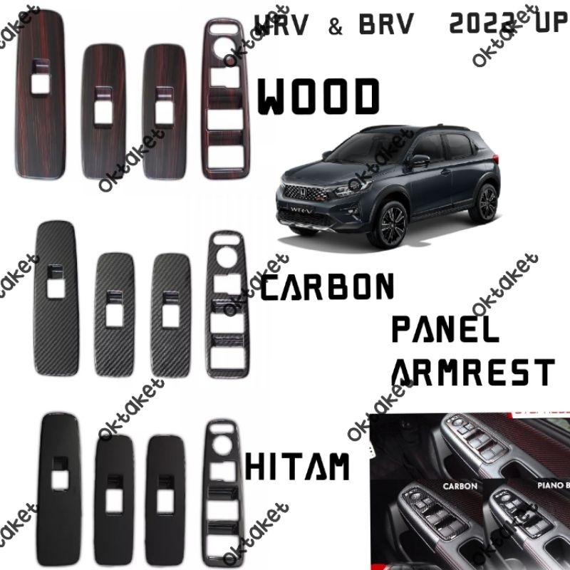 cover panel armrest sakral power window BRV &amp; WRV 2022 2023 hitam carbon wood